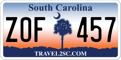 SC license plate ZOF457