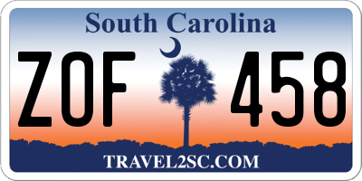 SC license plate ZOF458