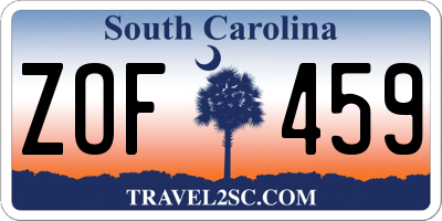 SC license plate ZOF459
