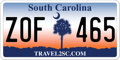 SC license plate ZOF465