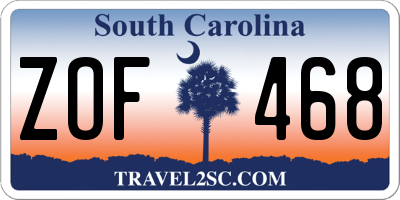 SC license plate ZOF468