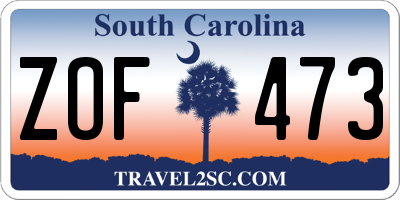 SC license plate ZOF473