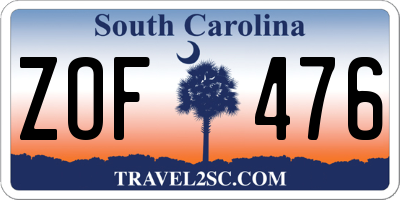 SC license plate ZOF476