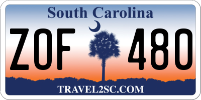 SC license plate ZOF480