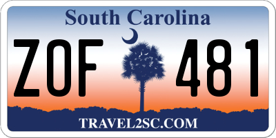 SC license plate ZOF481