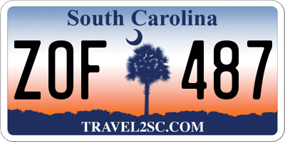 SC license plate ZOF487