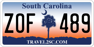 SC license plate ZOF489