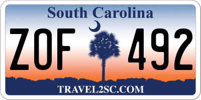 SC license plate ZOF492