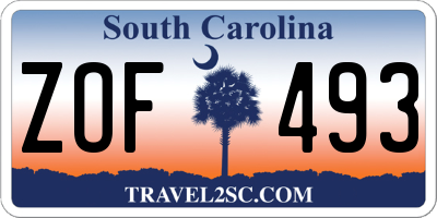 SC license plate ZOF493