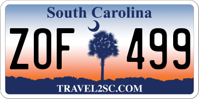SC license plate ZOF499
