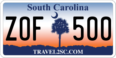 SC license plate ZOF500