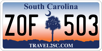 SC license plate ZOF503