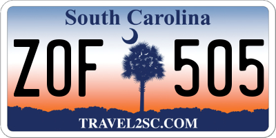 SC license plate ZOF505