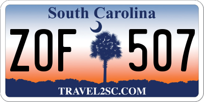 SC license plate ZOF507