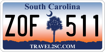 SC license plate ZOF511