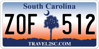 SC license plate ZOF512