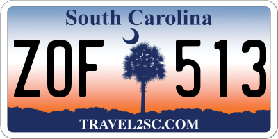SC license plate ZOF513