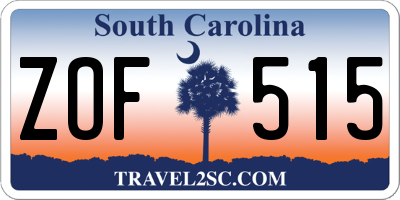 SC license plate ZOF515