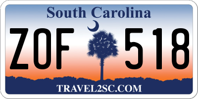 SC license plate ZOF518