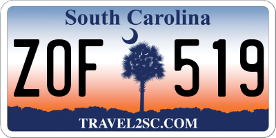SC license plate ZOF519