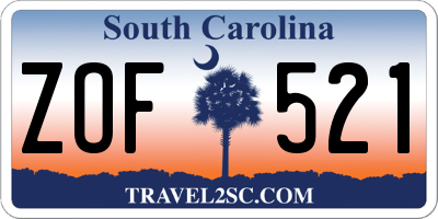 SC license plate ZOF521