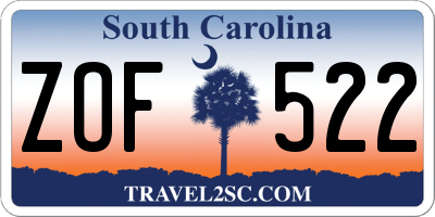 SC license plate ZOF522