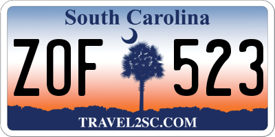 SC license plate ZOF523