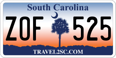 SC license plate ZOF525