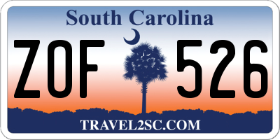 SC license plate ZOF526