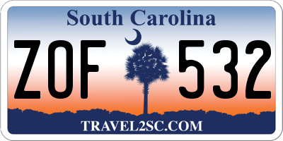SC license plate ZOF532