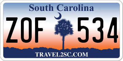 SC license plate ZOF534