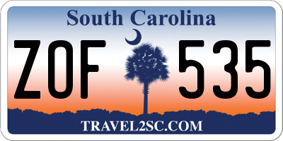 SC license plate ZOF535