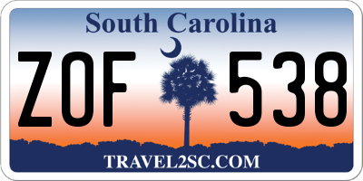 SC license plate ZOF538