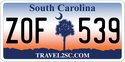 SC license plate ZOF539