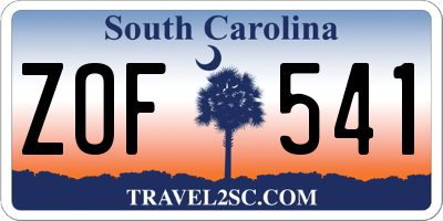 SC license plate ZOF541