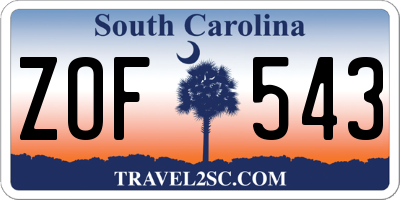 SC license plate ZOF543