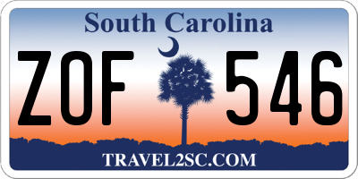 SC license plate ZOF546