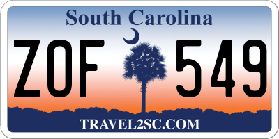 SC license plate ZOF549