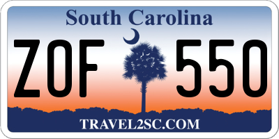 SC license plate ZOF550
