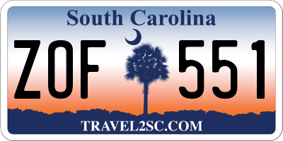 SC license plate ZOF551