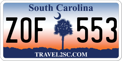 SC license plate ZOF553