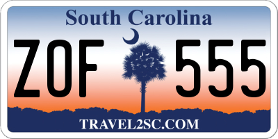 SC license plate ZOF555