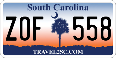 SC license plate ZOF558