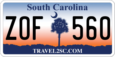 SC license plate ZOF560