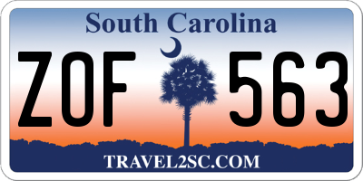 SC license plate ZOF563