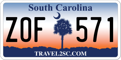 SC license plate ZOF571