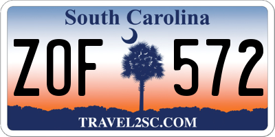 SC license plate ZOF572