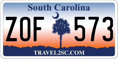 SC license plate ZOF573