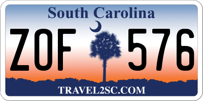 SC license plate ZOF576