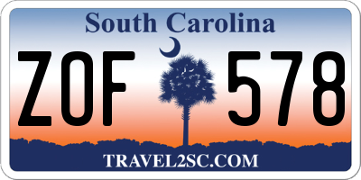 SC license plate ZOF578